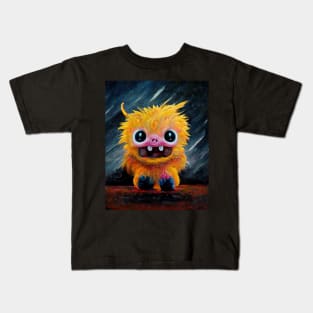 Cute orange friendly monster Kids T-Shirt